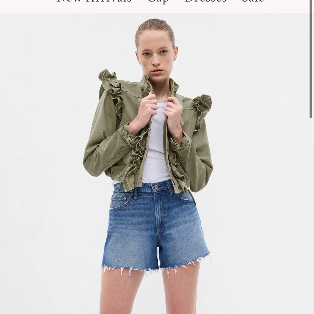 LoveShackFancy X Gap Ruffle Crop Utility Jacket - Picture 5 of 11